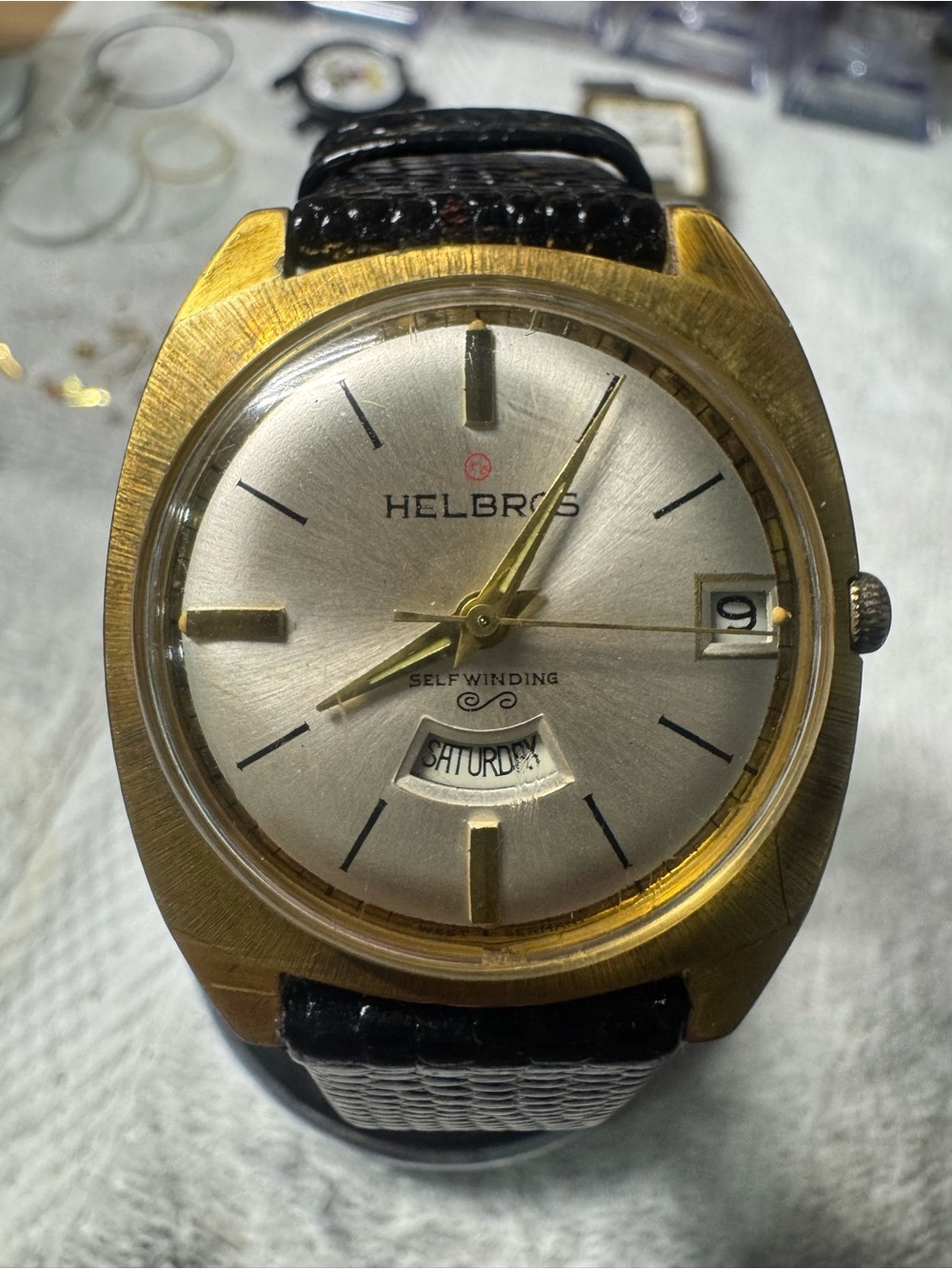 Gold-Tone Self-Winding Watch with Silver Dial - Gold